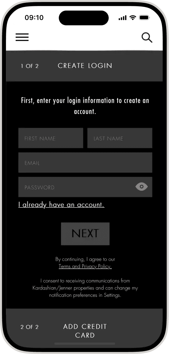 Kim Kardashian App UI