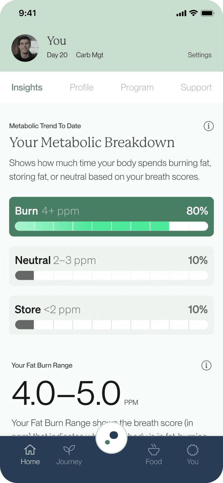 member personal profile page in the app