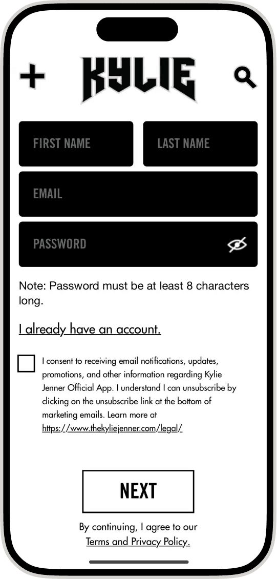Kylie Jenner App UI