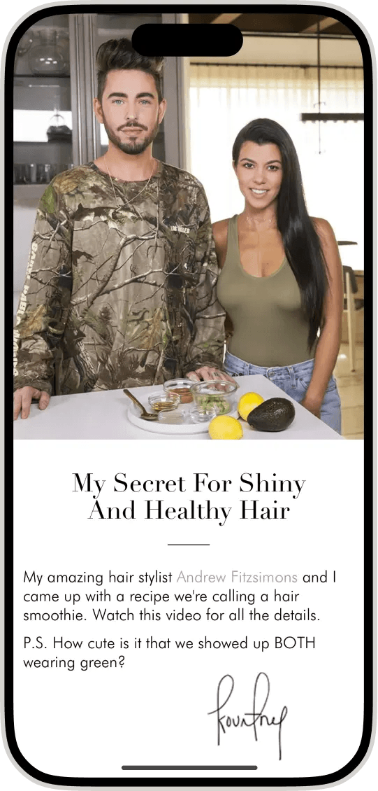 Kourtney Kardashian app article post