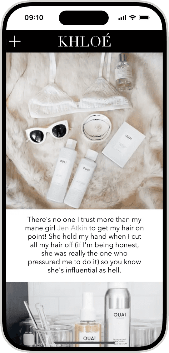 Khloe Kardashian app article layout