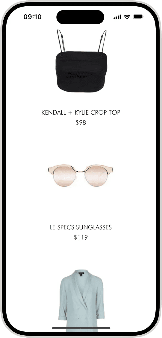 Kourtney Kardashian in-app shopping