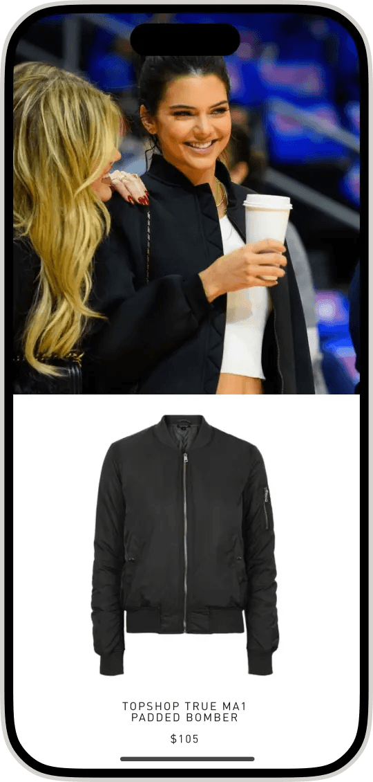 Kendall Jenner in-app product placement